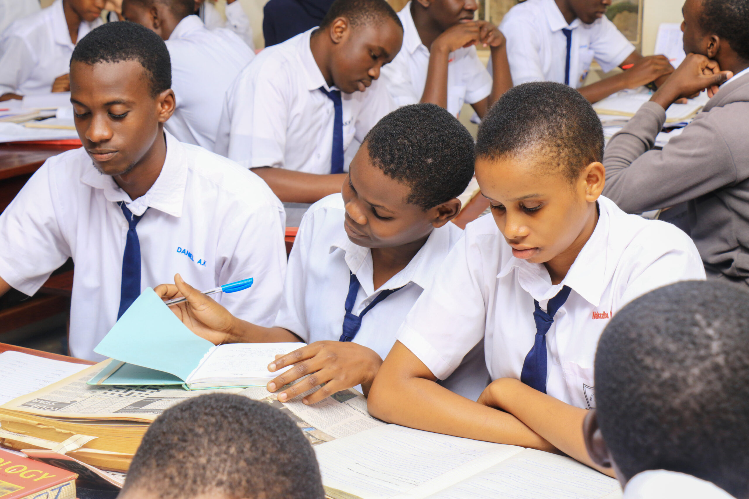 Holy Cross Lake View students celebrating on campus